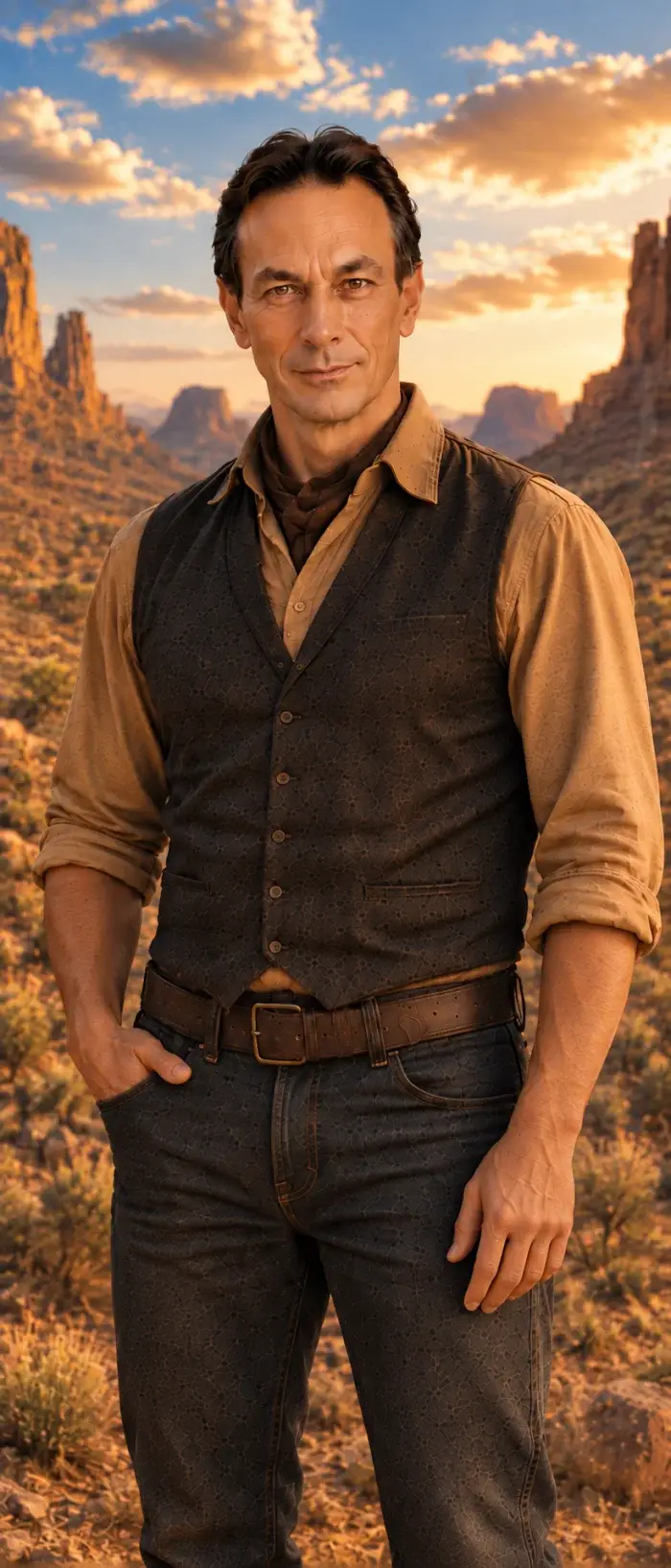 Retrato ilustrado en clave western de David, El Herrero